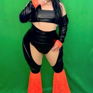 Custom Faux Leather and Lace outfit